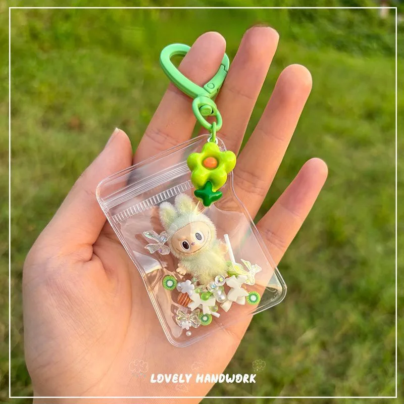 Bag Mobile Pendant Keychain Erchuang Plush Mini Labubu Rubble Vinyl Cute Grain Baby Walk Bag Mobile Pendant Cute Keychain Gift