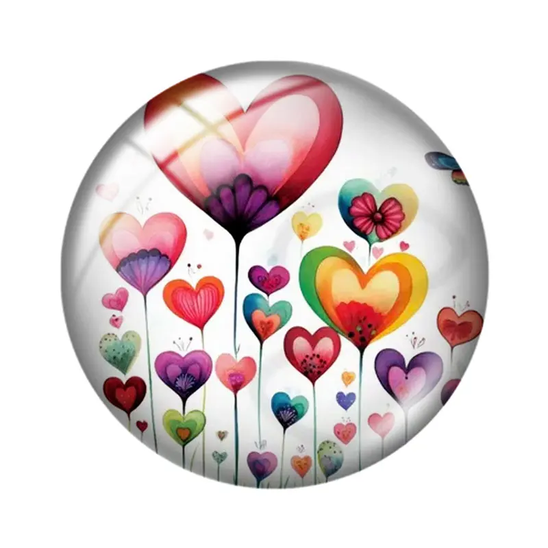 하트 클립아트 10개 12mm/18mm/20mm/25mm 원형 사진 유리 카보숑 데모 플랫 백 제작 재료