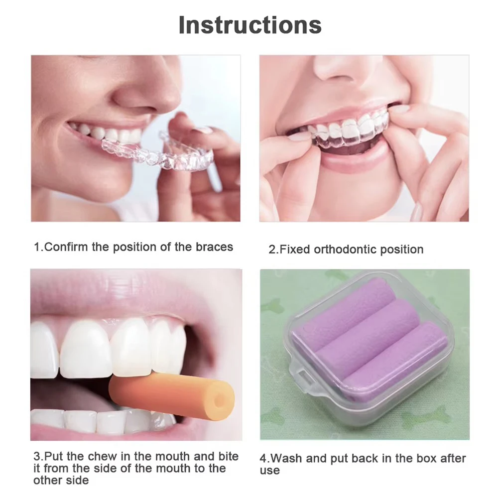 PIORPOY 3Pcs/Box Dental Orthdontic Aligner Chewies Silicone Teeth Stick Bite for Dental Invisible Braces Retainer Oral Care Tool