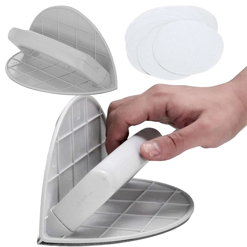 Multifunctional Sandpaper Rack Self-Adhesive Sanding Sandpaper Tool Semi-Circular Angle Sanding Tool with 10 Sandpaper