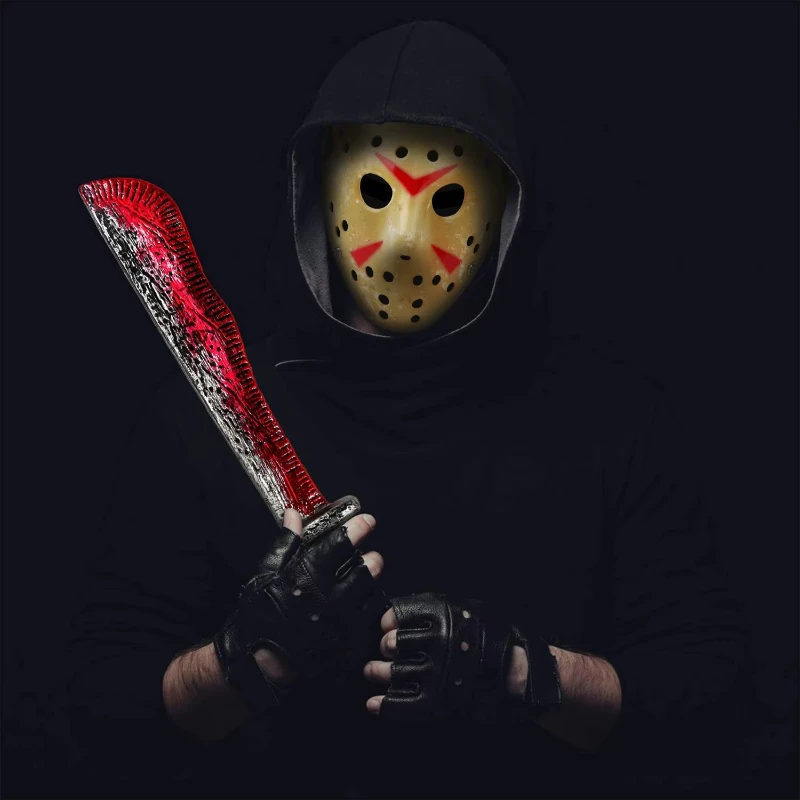 Máscara de hockey realista de Jason Voorhees del Viernes 13 para hombres adultos, máscara icónica de película de terror para cosplay en fiestas de Halloween