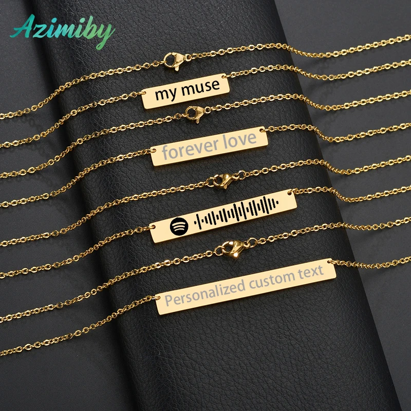 

Azimiby 2022 Stainless Steel Engrave Necklace Customized Spotify Code for Men Women Lover Personalized Couple Anniversary Gifts