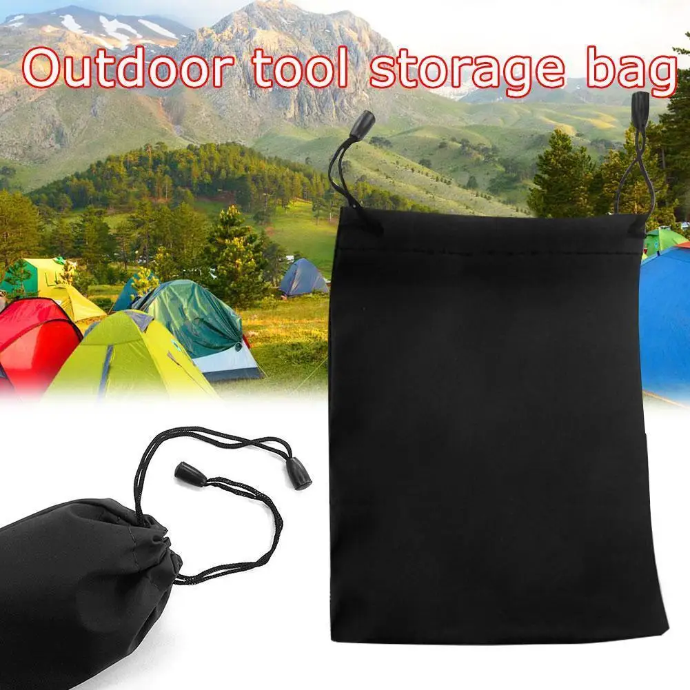 16 * 11cm Outdoor Tools Storage Bag Drawcord Harness Nylon Cloth Bag Black Waterproof Harness Bag Eye Mask Cloth Bag