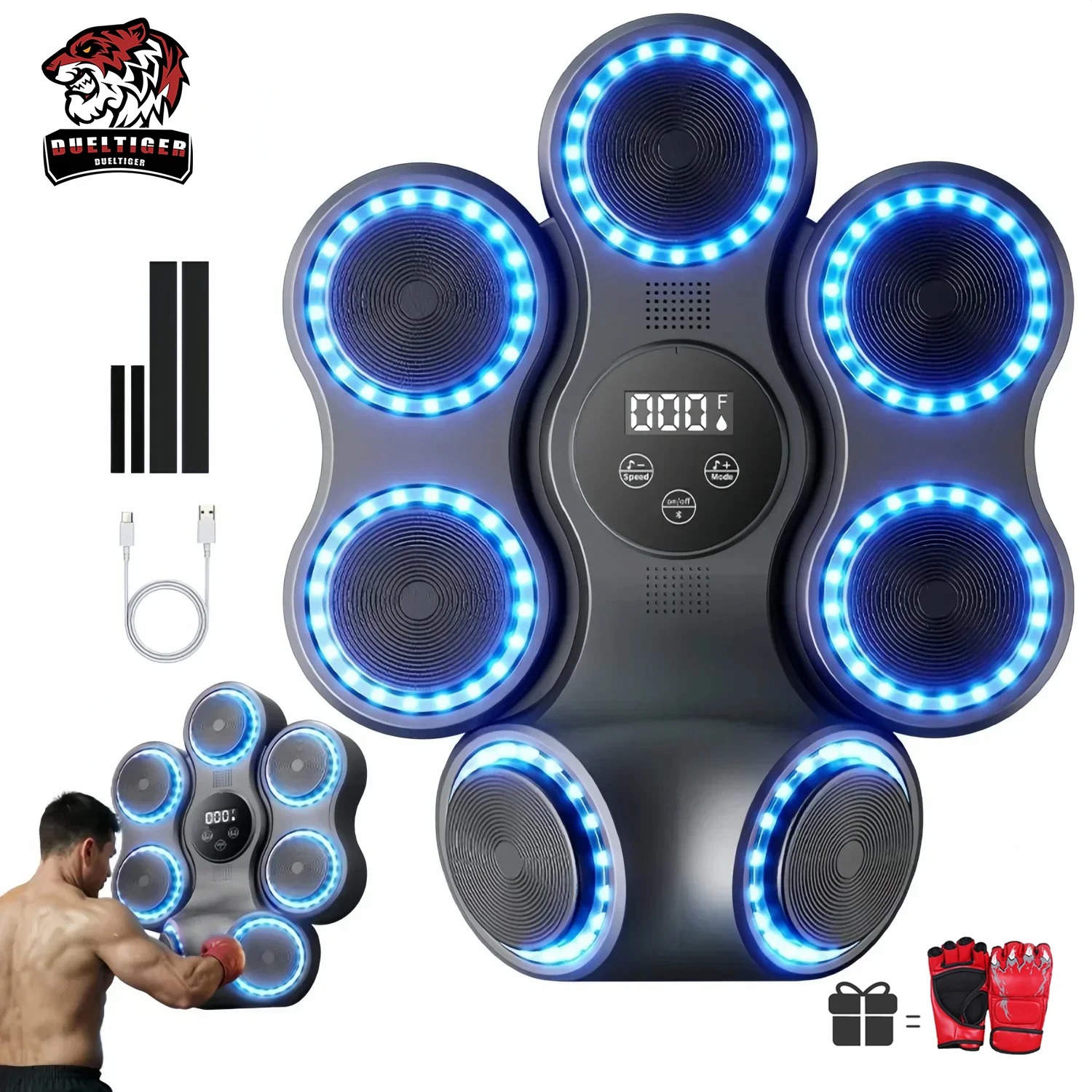 

Stereoscopic Intelligence Music Boxing Machine Boxing Reaction Wall Target Type C USB Charging Music Boxing Puncher Wall Mounted