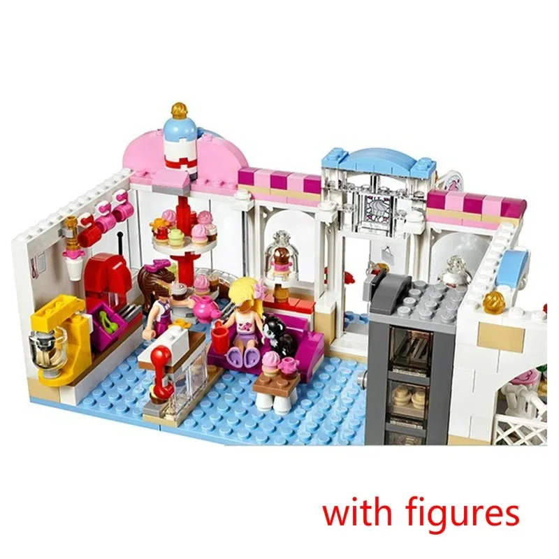 Girls Dessert Cafe Building Blocks Set, Ice‑cream Cake Shop Bricks Toy, City Street View Construction Toy for Kids