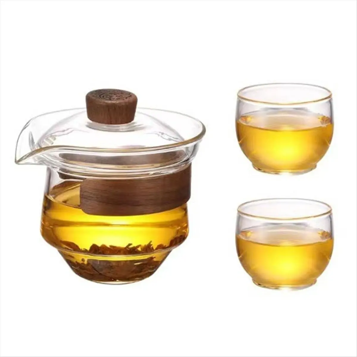 كوب زجاجي عالي السيليكون مع غطاء كوب خشبي عازل للحرارة وعاء شاي صيني طقم أدوات شاي للسفر 200 مللي #5