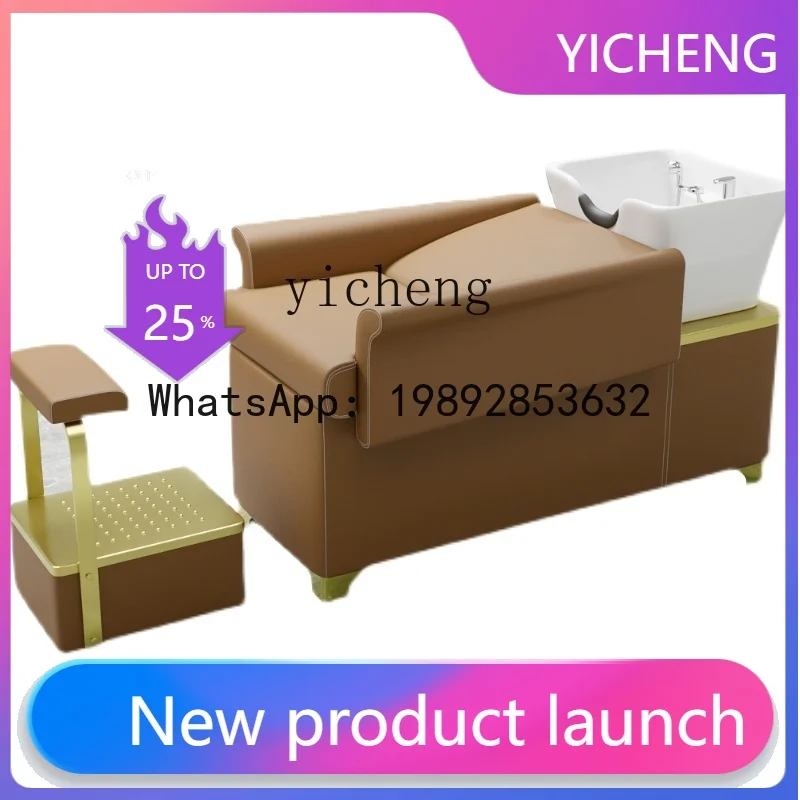 H2  barber shop shampoo bed, special ceramic basin for hair salon, semi-reclining flush