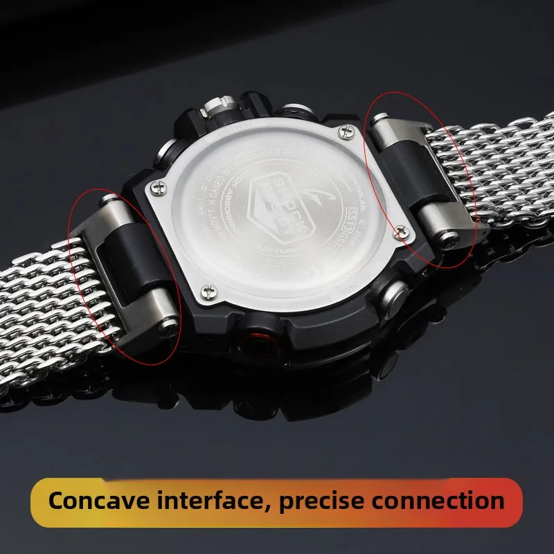 카시오 스틸 하트 노치 스테인레스 스틸 스트랩 GST B100 GST-B100/1110/W300/S310 수정된 금속 시계 스트랩 팔찌