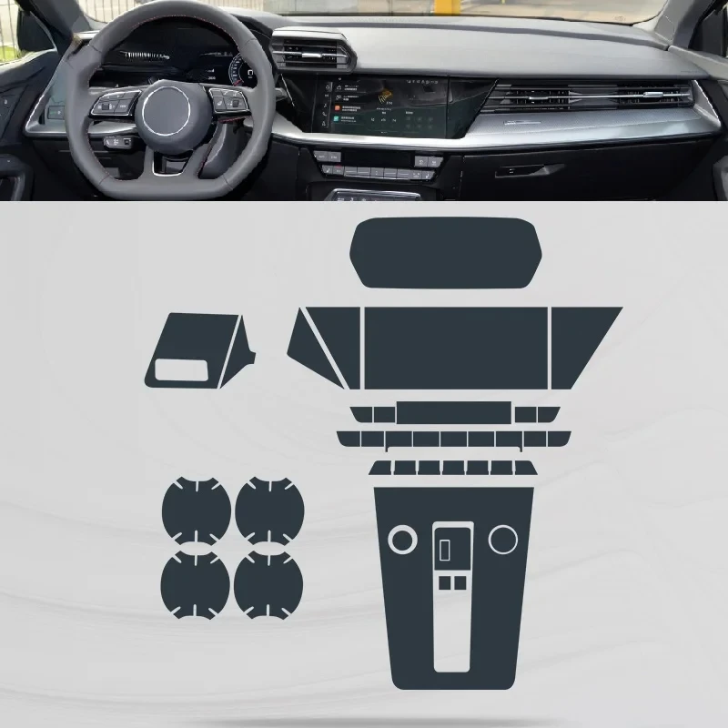 For Audi A3 8Y 2021-2022 Car Interior Center Console Transparent TPU Protective Film Anti-scratch Repair Film Accessories