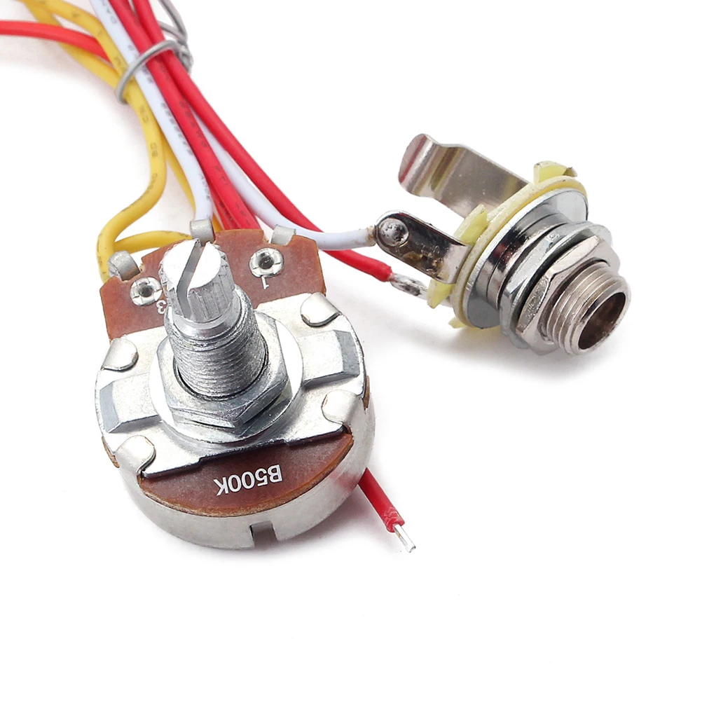 

Potentiometer Yellow Cap Wiring Harness Toggle 1 Volume Tone Jack 500K Bass 1T1V Guitar
