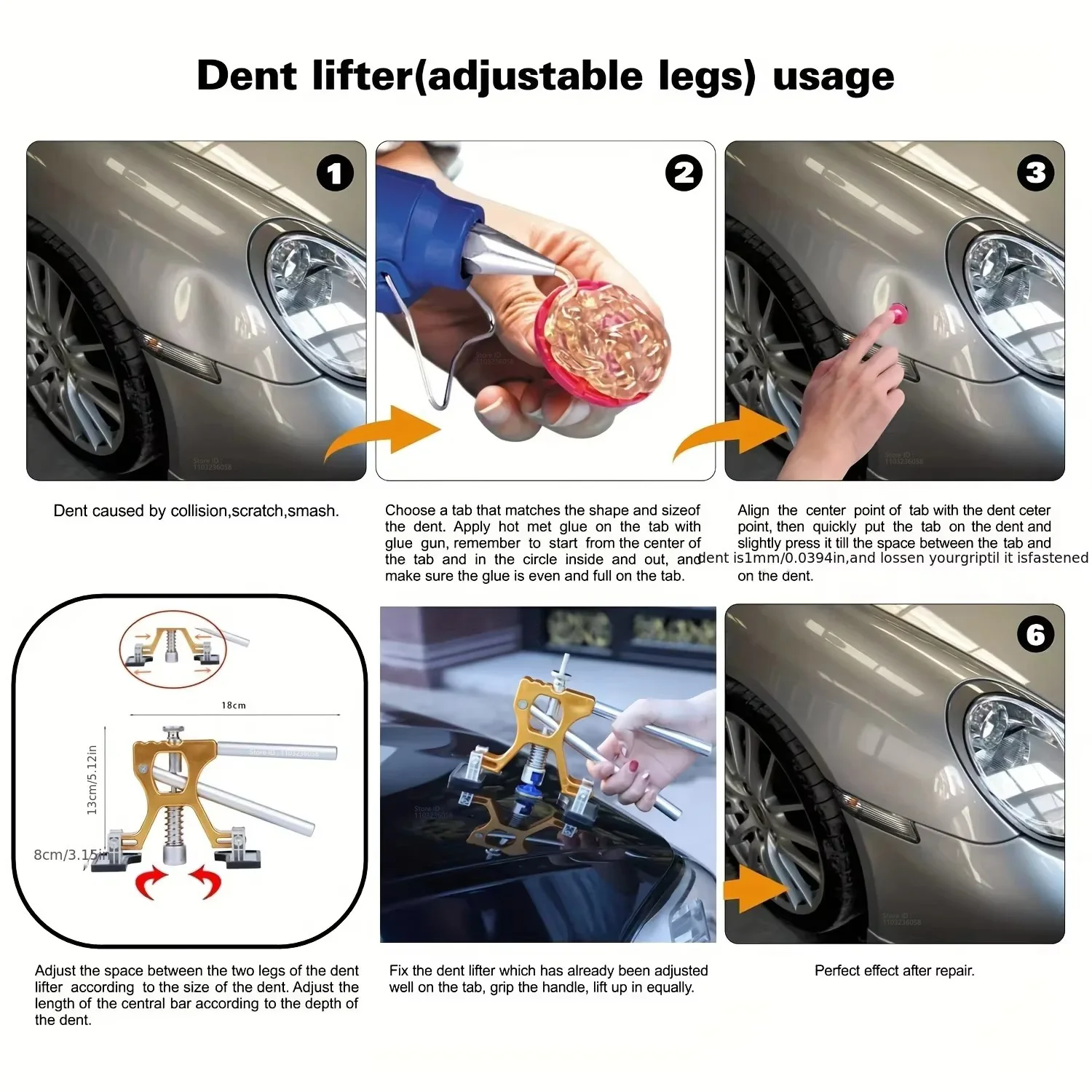 PWSAuto طقم تصليح دنت الجسم مجتذب دنت السيارة مع مجتذب دنت ذهبي لإزالة دنت الجسم التلقائي إزالة دنت صغير وإزالة دنت عميق