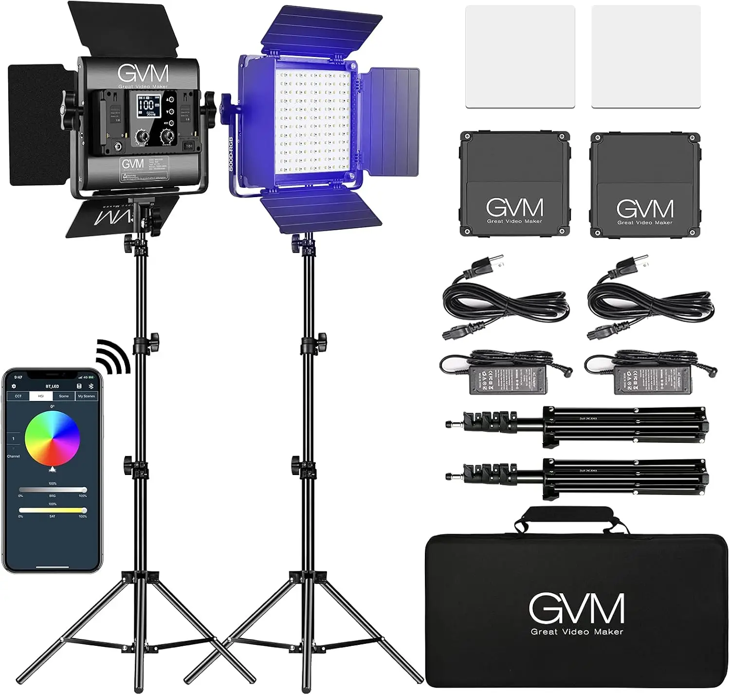 LED Panel Video Light, Photography Lighting with APP Control, 800D Video Lighting Kit for YouTube Studio, Gaming, Stream