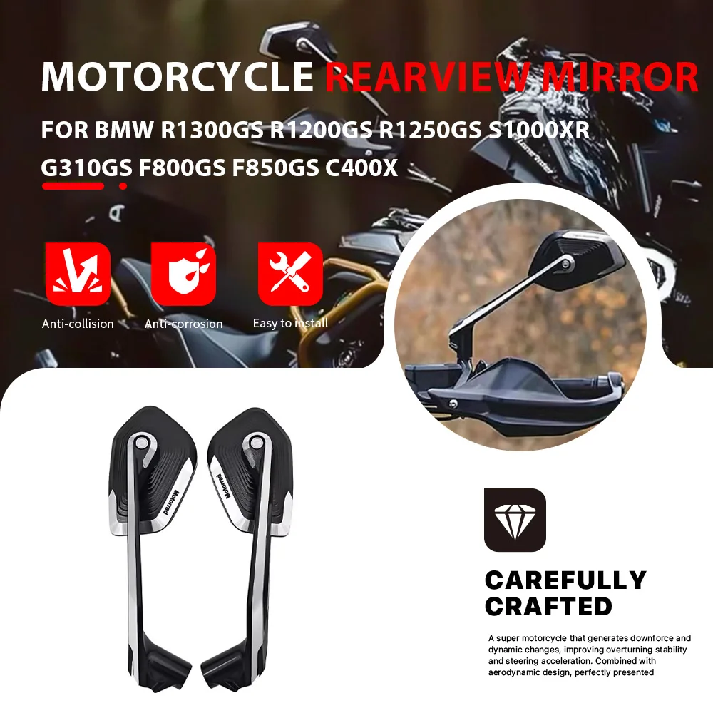

For BMW S1000XR R1300GS F800GS F850GS C400X R1200GS R1250GS G310GS Aluminum Motorcycle Adjustable Mirrors Rearview Side Mirrors