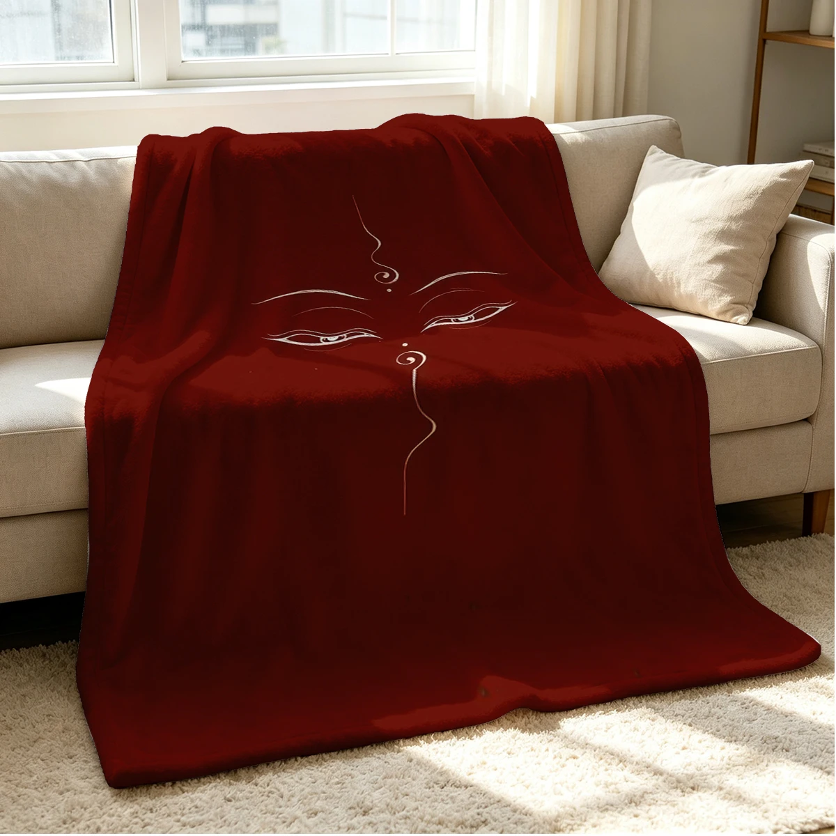 Peace Eyes Flannel Blanket Warm Soft Halloween Christmas Couch Warm Cozy Decorative Decor Gift for All Season