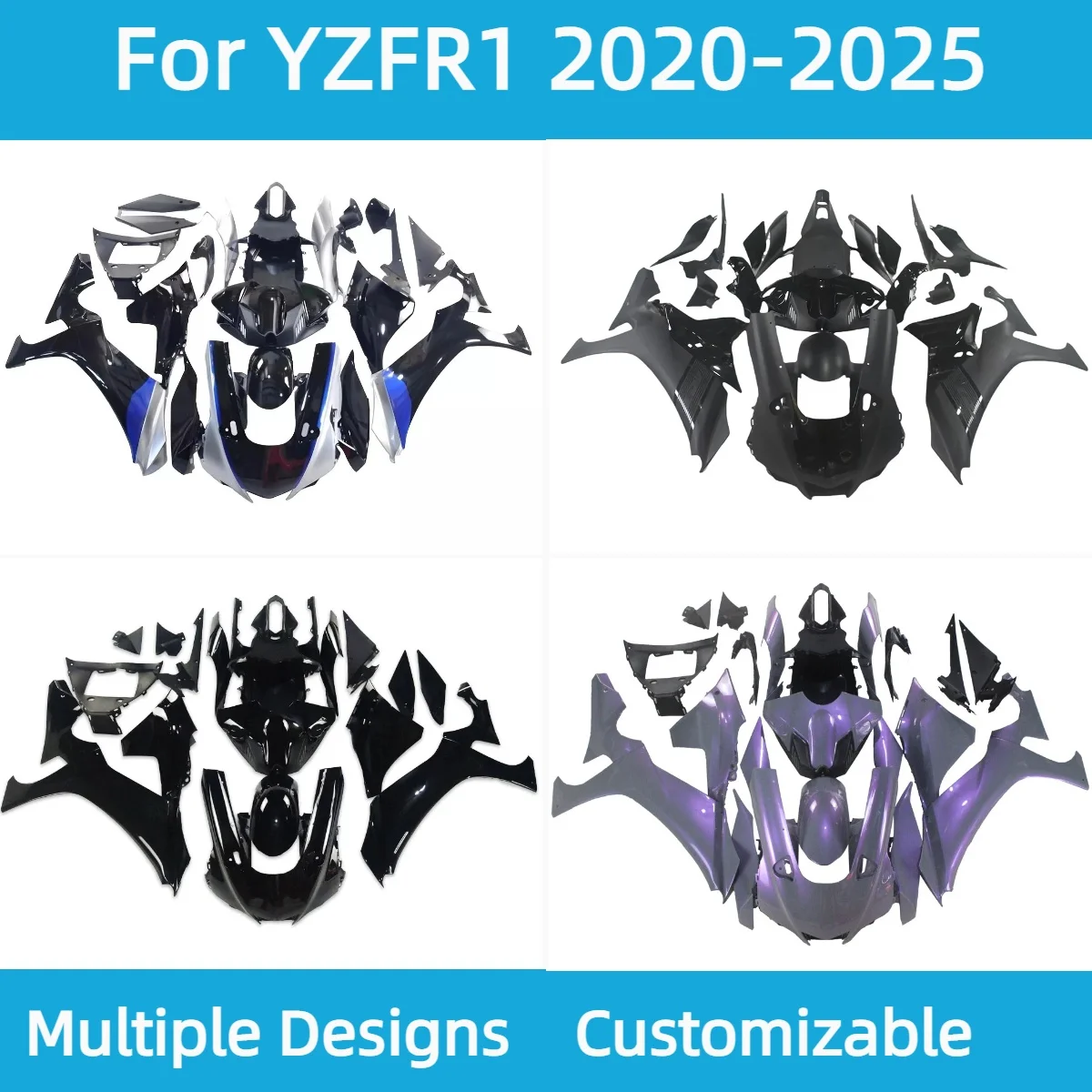 

Обтекатели из АБС-пластика для YAMAHA YZFR1 2020-2025, установка под давлением мотоцикла, индивидуальные детали кузова, комплект обтекателя YZF R1 20-25
