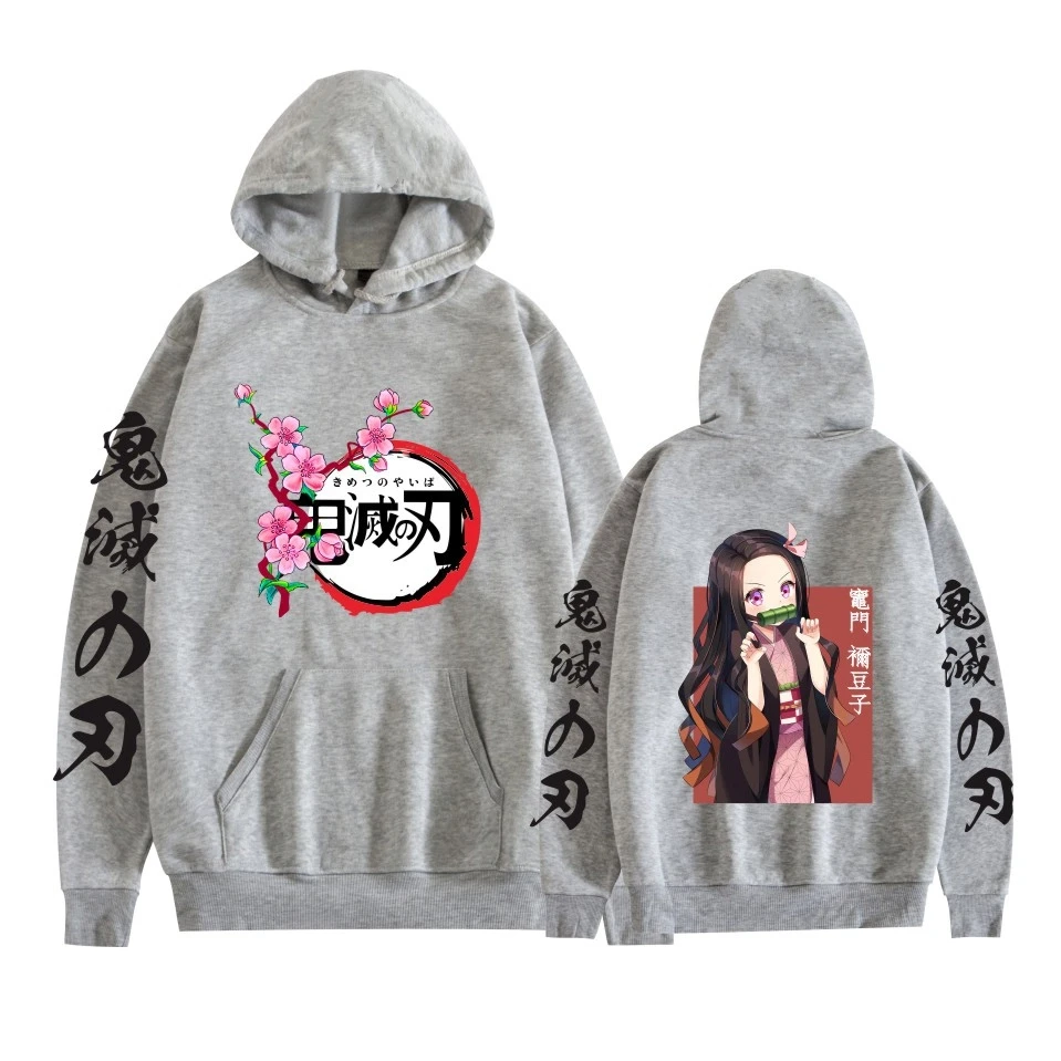 Anime Demon Slayer Nezuko Gedrukt Hoodie Herfst Winter Casual Harajuku Vrouwen Lange Mouw Fleece Mode Sweatshirt