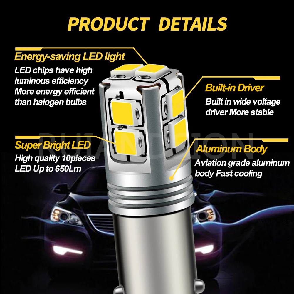 CANBUS BA9S BAX9S BAY9S LED Reverse Parking Light 12V 24V 3W 3030 SMD 6000K White Car Turn Signal Dome Marker Light 2Pcs