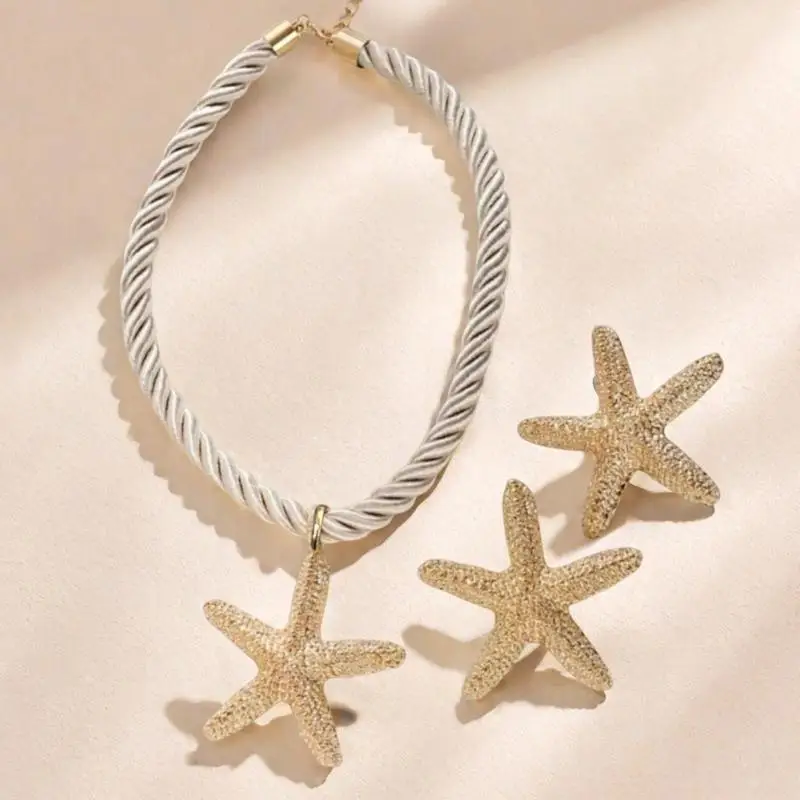 بوهو الملونة قطرة الزيت المعدنية الكبيرة نجم البحر قلادة حبل قلادة سلاسل للنساء الصيف مجموعة مجوهرات الأزياء الهدايا