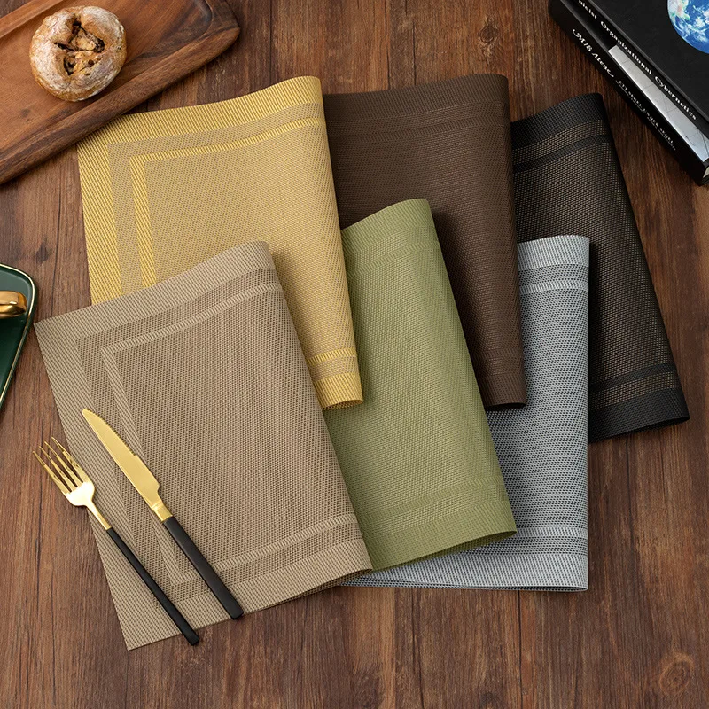 2/4/6PCS Dining Placemats Durable Washable PVC Weave Table Mats Pads for Hotel Banquet Party FestivalHome Kitchen Accessories