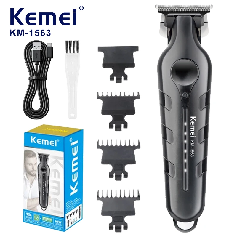 

Kemei KM-1563 Машинка для стрижки волос с резьбой Push Электрический толкатель Парикмахерская Специальный электрический толкатель с зарядкой через USB для KM-2299