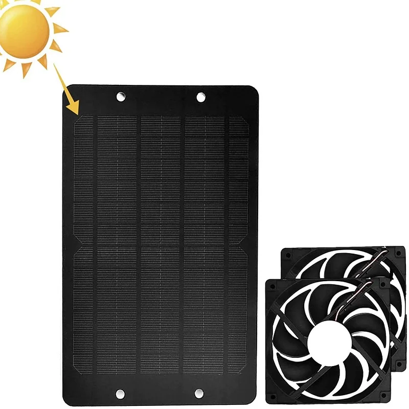 10W Solar Panel Kit 12V Outdoor Portable Exhaust Dual Fan Waterproof Solar Powered Ventilator for Chicken Coops Greenhouses Shed