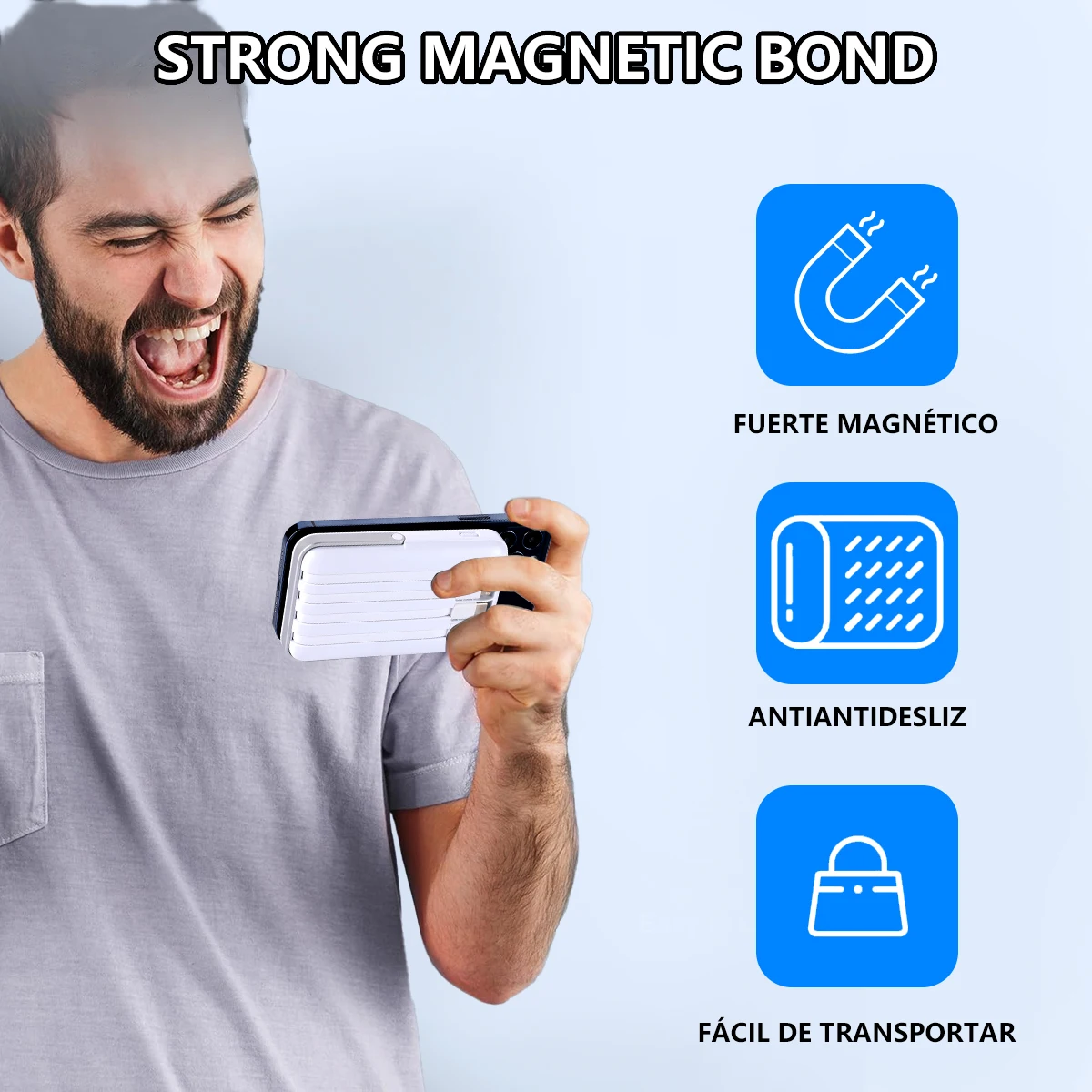 Kabellose magnetische Powerbank. Kabelloses Schnellladen bis zu 22,5 W mit digitaler LED-Leistungsanzeige