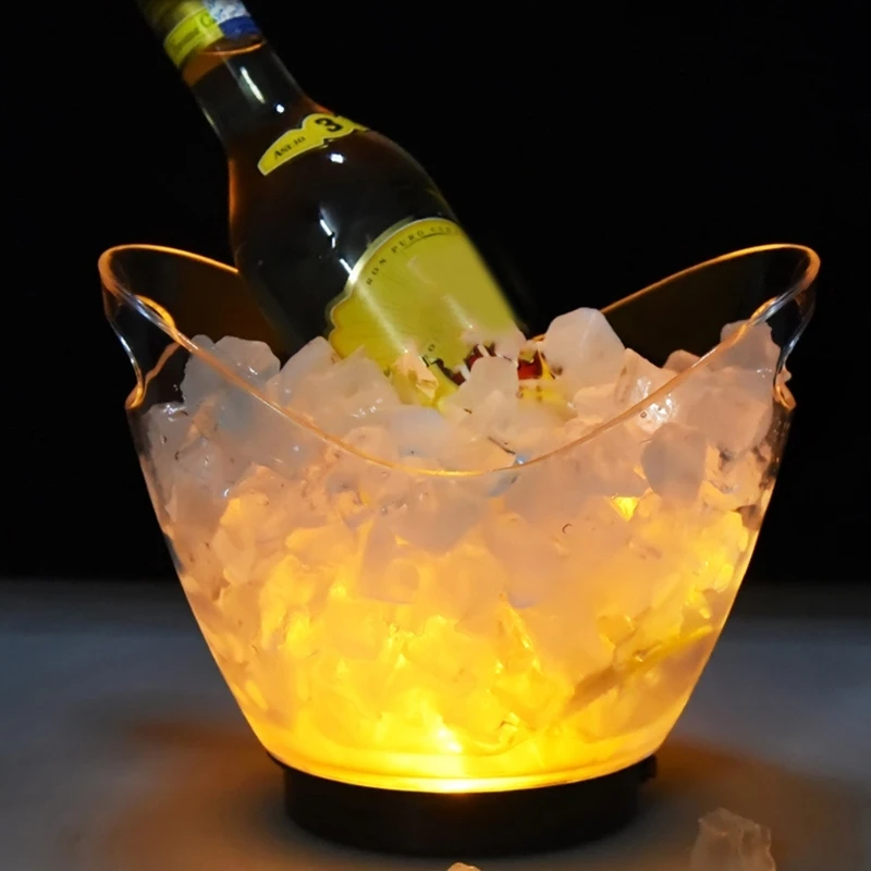 Transparent Colorful LED Light Gradient Ice Bucket Bar Wine Trough Water Entertainment Stand Holder Glass Wine Bottle