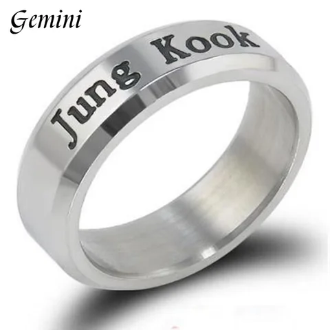 ARMY Jimin Jung Kook V J-HOPE Jin Rap Monst SUGA Rm Rhinestone Titanium Steel Finger Ring Inner 18mm Original Kpop Jewelry Gifts