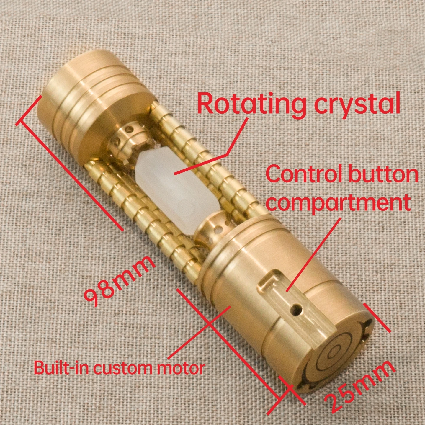 Diysabers recém-projetado de cristal rotativo, câmara de cristal de metal feita de latão com design diy para acessórios de sabre de luz