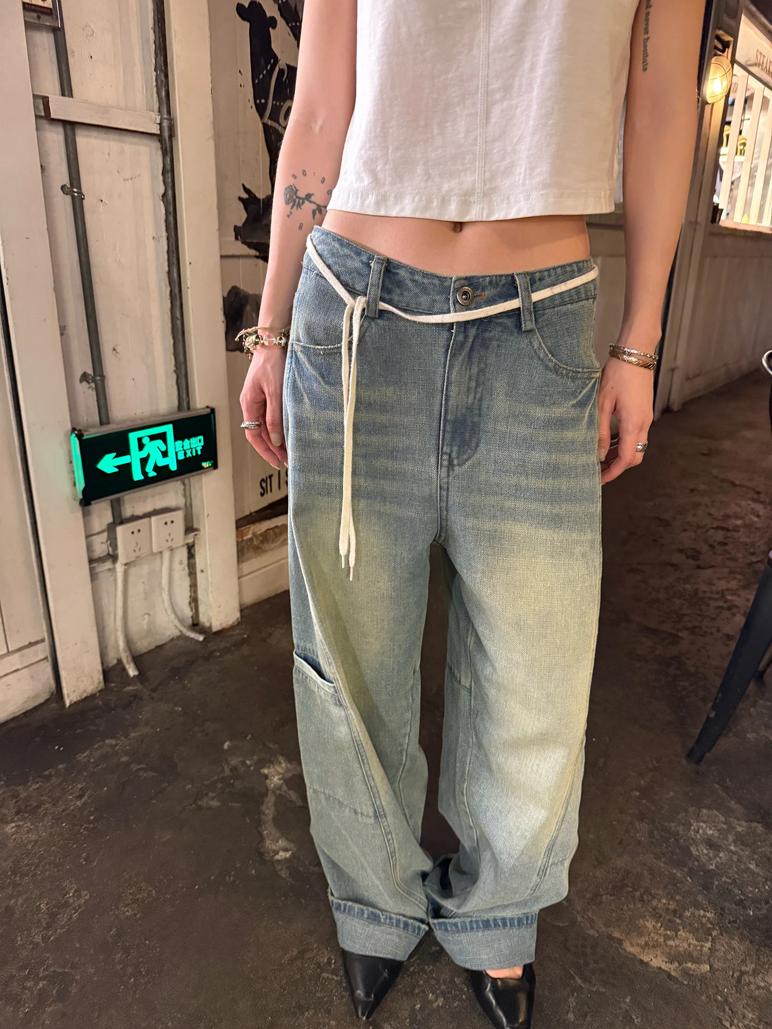

Retro LelyMooch Women's Loose Straight Leg Jeans Work Pants Casual Wide Leg Denim Jeans Washed Effect Comfortable Fit Trousers