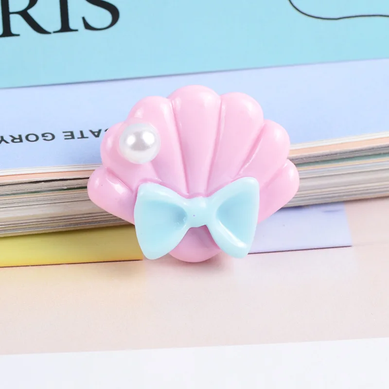 10 Pcs Kawaii Pearl Shell Flat Back Resin Charms Scrapbooking Phone Case Deco Parts Hair Accessories Girl Craft Supplies
