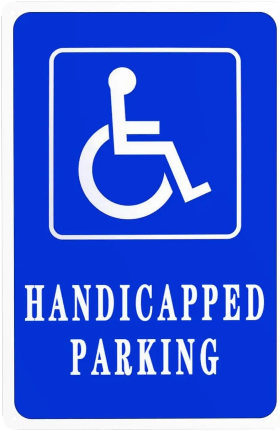 Handicap Parking Sign, Handicapped  Metal Sign Safety Warning For Lots, Private Driveways, ; Businesses