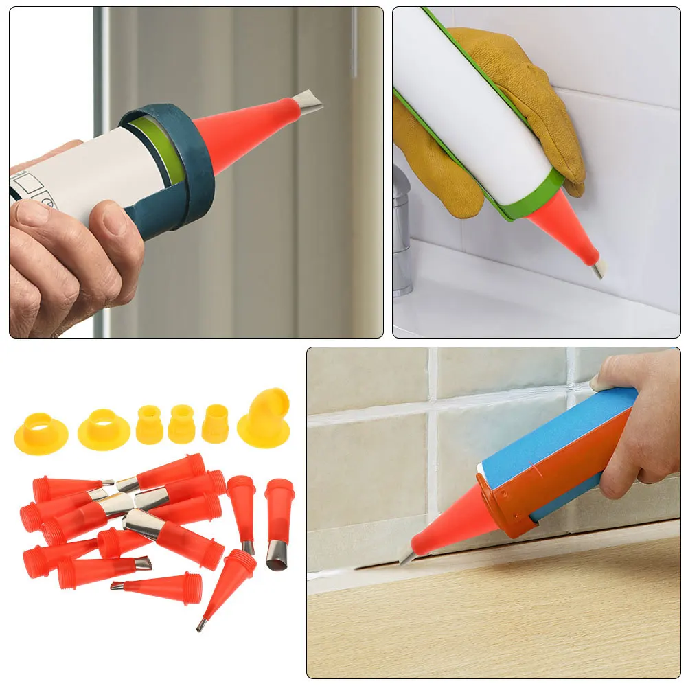 

2Sets Caulking Finisher Tool Kit Reusable Nozzle Applicator Silicone Caulk Tool Set Seam Repair Finishing Caulking Nozzle