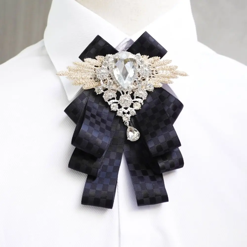 الرجعية حجر الراين طوق زهرة أنيقة كريستال شهم ربطة القوس فيونكة النمط البريطاني خمر الرجال البدلة الإكسسوارات البدلة الملحقات #1