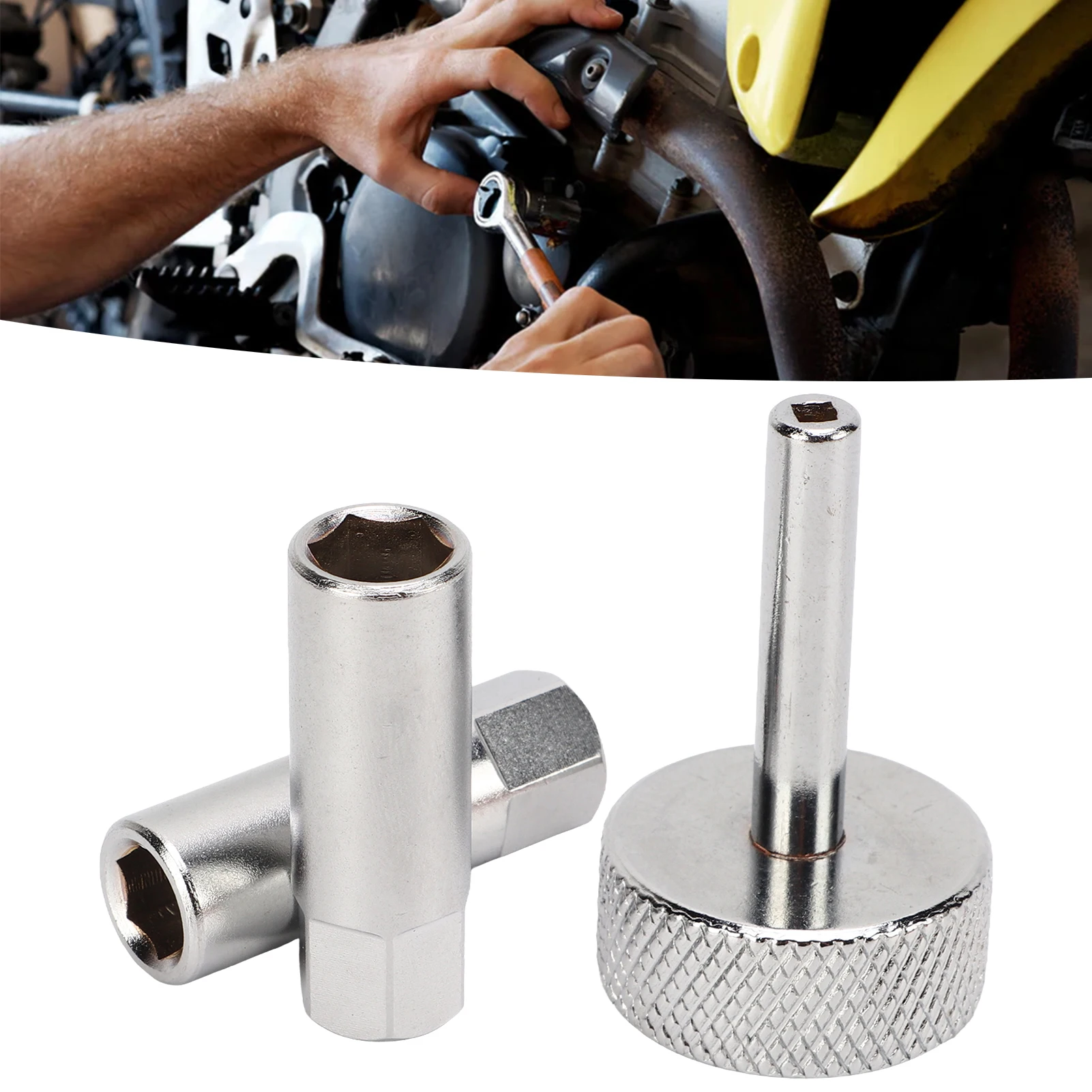 Tappet Valve Adjustment Tool Strong Hardness Knurled Handle High Strength Tappet Locknut Socket Chrome Vanadium Steel for ATVs