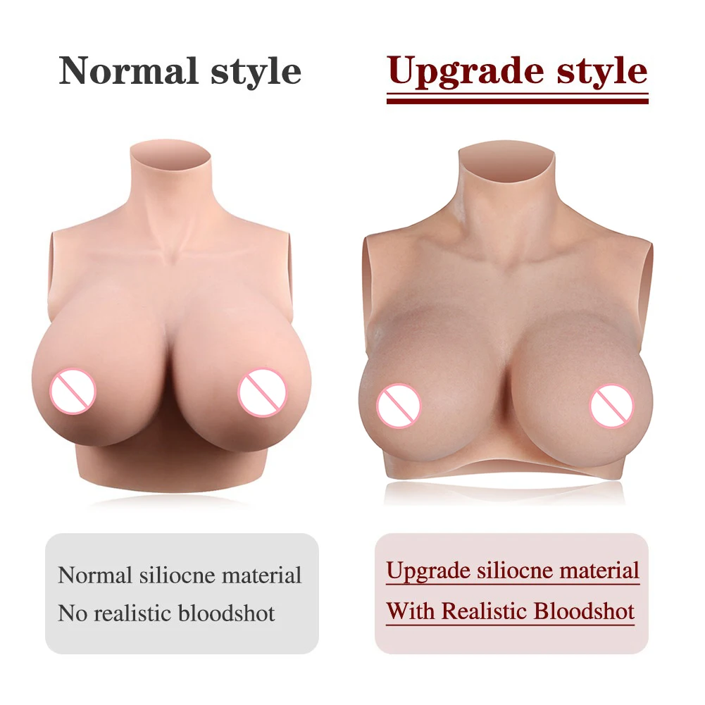 Realistic Silicone Breast Forms B C D F G H Cup with Blood-Shot Skin Texture for Crossdresser Fake Boobs
