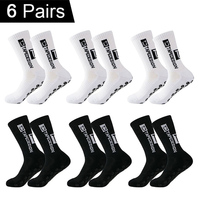 6 Pairs Non-slip Football Socks With Grip Pads Breathable Outdoor Sports Socks For Soccer, Rugby, Basketball, Running