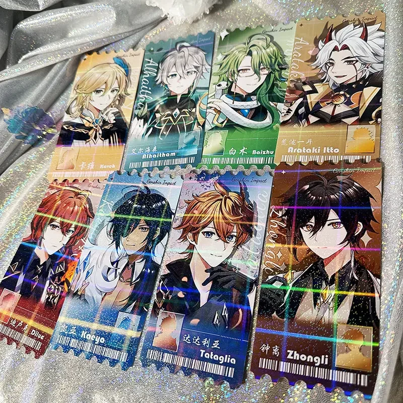 게임 임팩트 포칼러 포리나 HD 방향 레이저 종이 티켓 북마크 엽서, 팬 선물 컬렉션 북 페이지 키체인