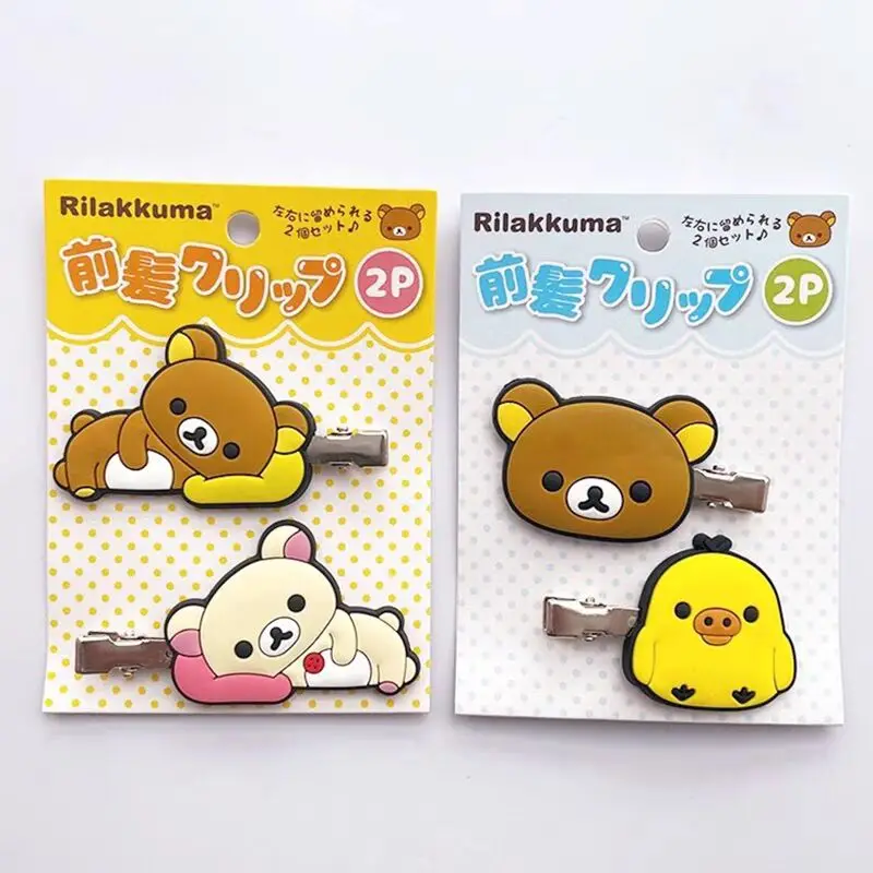 Cute Rilakuma Korilakkuma fermaglio per capelli 2 pezzi Set Anime Bear Hair Barrette Clips Hairclip Hairclip Women Girls Kawaii Headwear