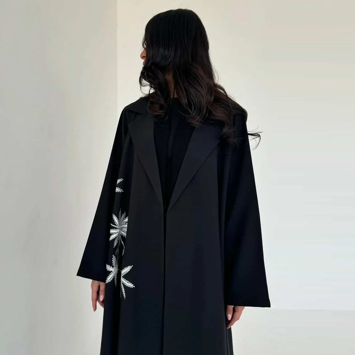 Robe Abaya ouverte Eid, Cardigan brodé noir, manteau musulman, Kaftan Jalabiya, Ramadan, tunique pour femmes, dubaï, turquie, 2025