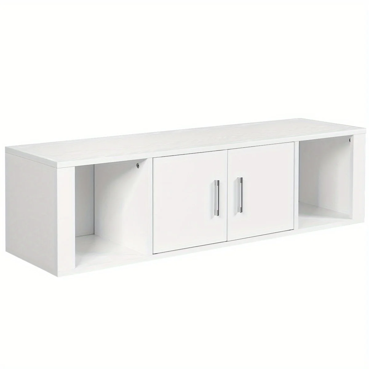 Wall-Mounted Floating Media Storage Cabinet with Door in White