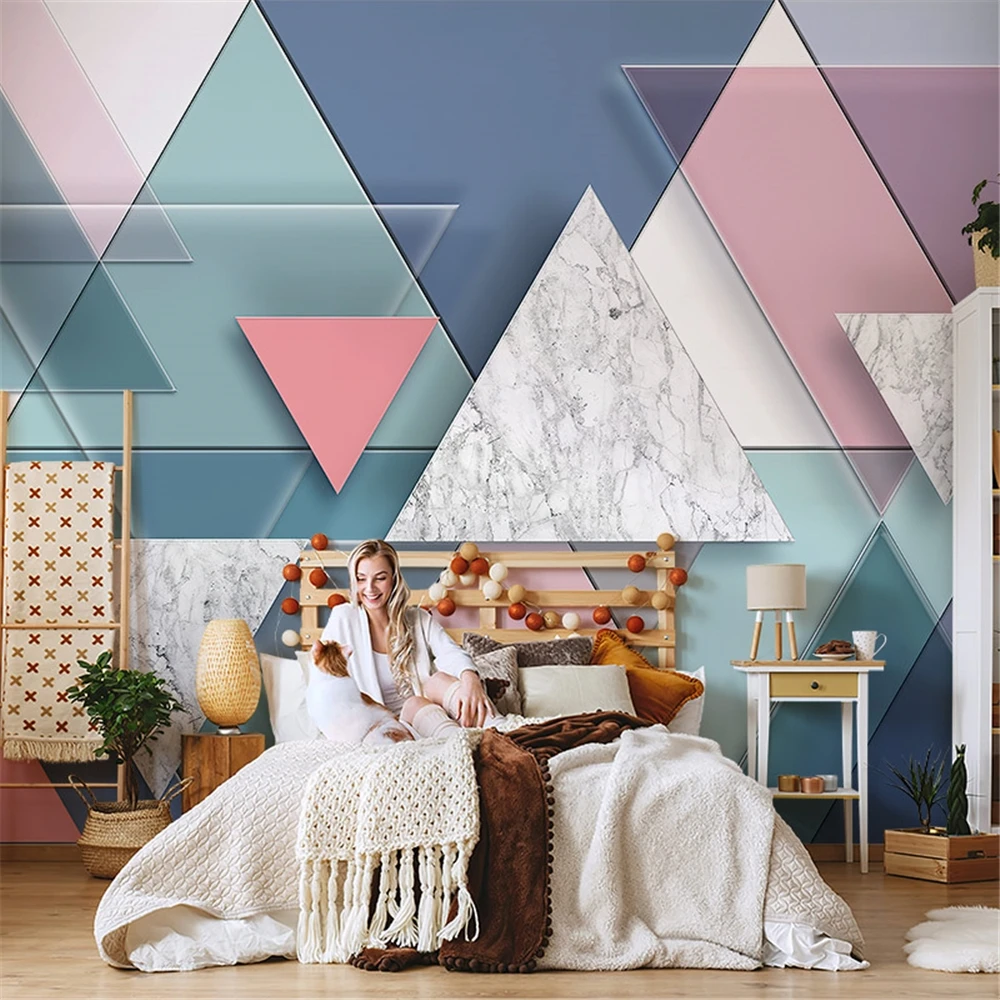 

Custom Geometric Wallpaper for wall stickers Marble Color TV Background Art Deco mural Wallpapers for Living Room Wall Covering