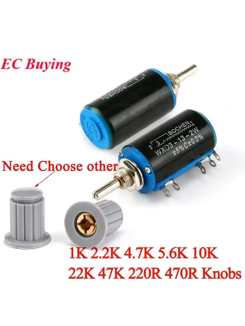 WXD3-13-2W 1K 2.2K 3.3K 4.7K 5.6K 6.8K 10K 22K 47K 100K 220R 470R 220 470 ohm Potencjometr drutowy wieloobrotowy Przełącznik obrotowy — zdjęcie produktu 7