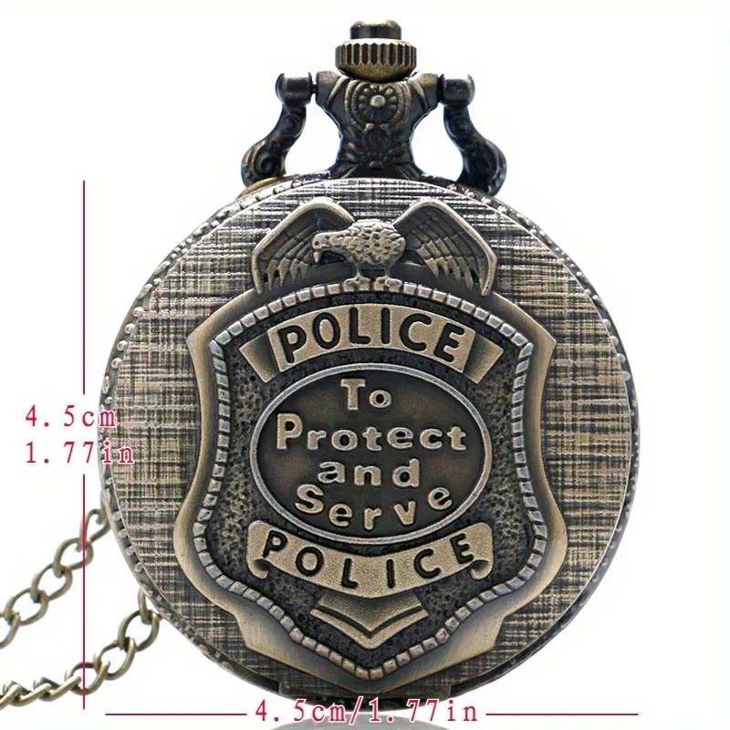 Creative Quartz Pocket Watch Protect And Serve Vintage Pendant Bronze Full Hunter Pocket Watch With Chain Police Antique Style