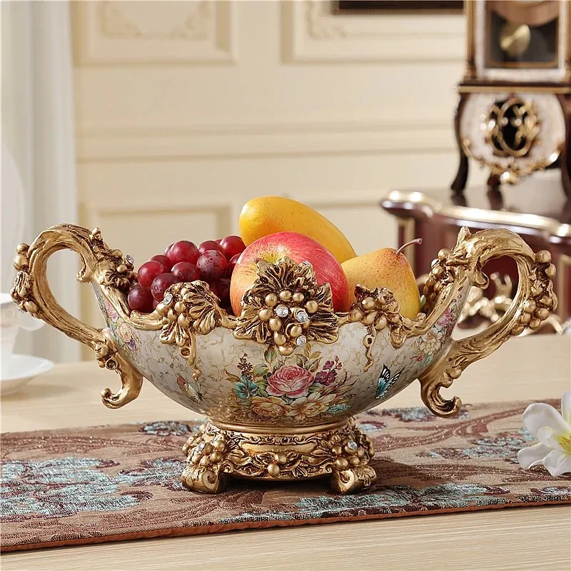 Retro Handmade Fruit Plate European Style Tissue Box Luxury Light Resin Decor Elegant Accent Dinnerware