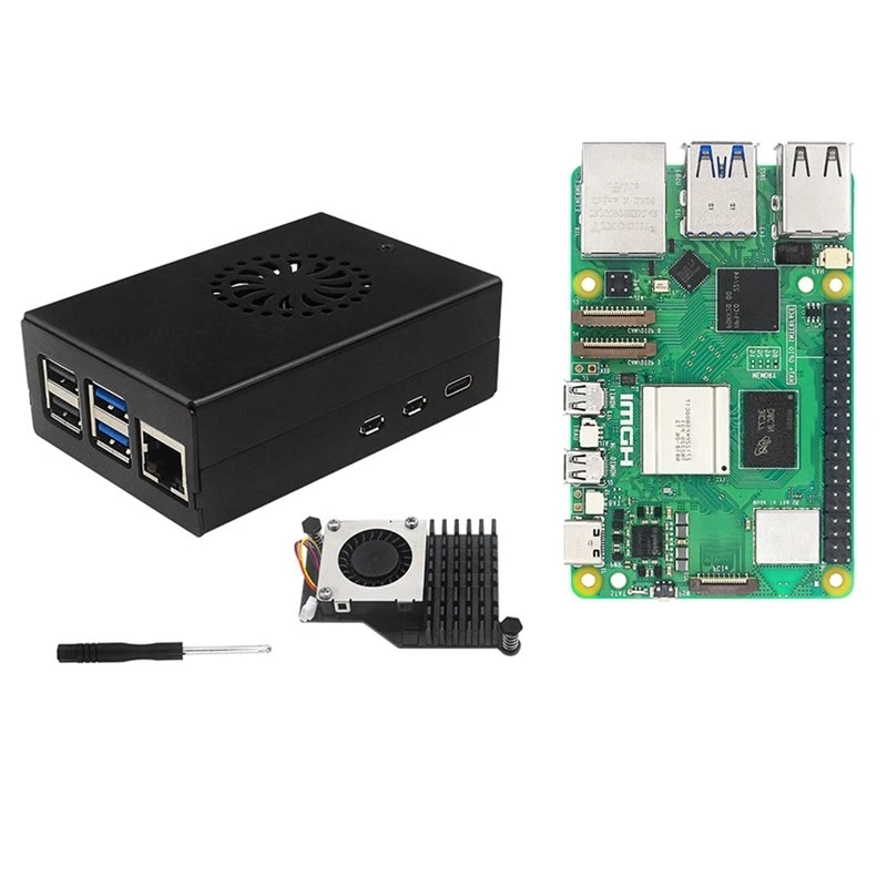 T23C For Irasptek Starter Kit For Raspberry Pi 5 8GB RAM 8GB Board Pi5 Metal Case Active Cooler