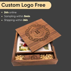 JASTER (1PCS freies LOGO) fotografie Holz Fotoalbum usb + Box usb-stick U festplatte Usb-Stick 8GB 16GB 32GB 64GB Hochzeit video