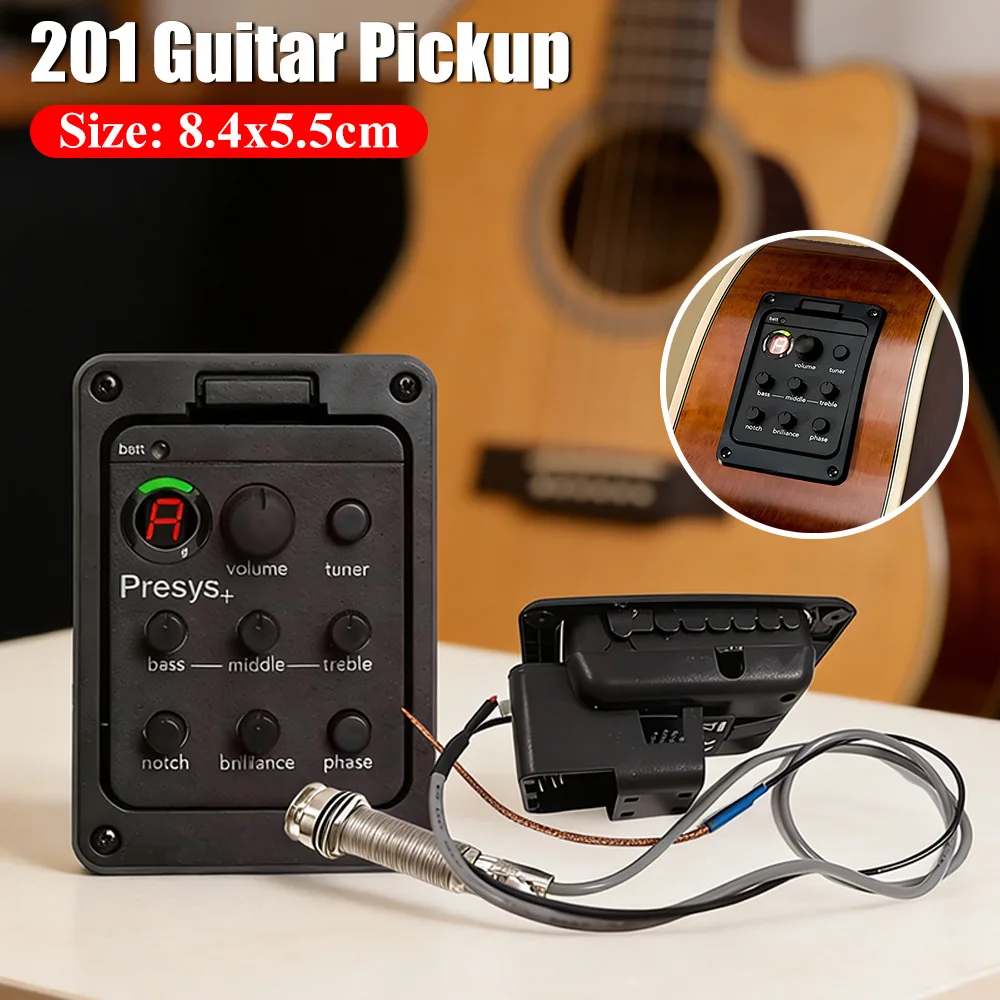 201 Classic Acoustic Guitar EQ Tuner Piezo Pickup Acoustic Guitar Preamp EQ Tuner Onboard Preamps for for Fishman Presys+