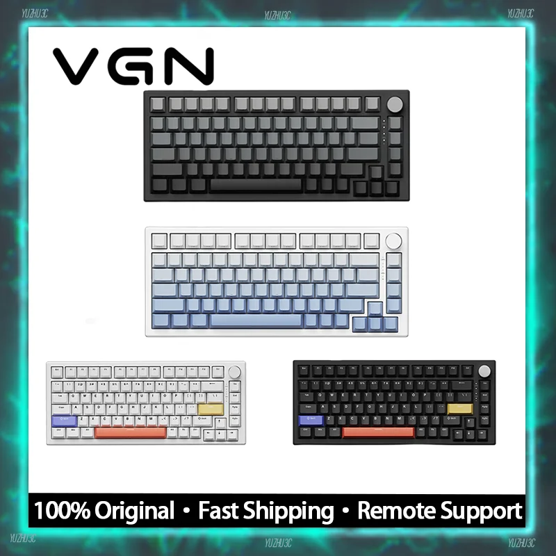 

Vgn A75 Gaming Keyboard Magnetic Switch FPS Gaming Side Engraved Keycaps 0.1mm RT DKS Dynamic RGB Control Knob E-Sport Latency