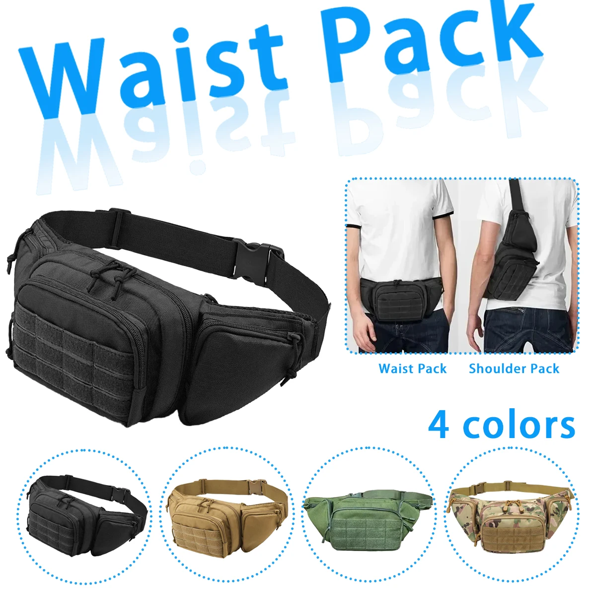 

Tactical Waist Pack Shoulder Bag Nylon Bodypack Hiking Phone Pouch Outdoor Sports Cs Airsoft Hunting Climbing Camping Belt Bags